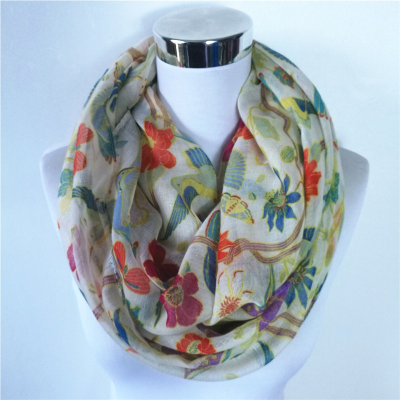 Infinity Scarf Knit - New Magpie Bird stampa Viscosa Match