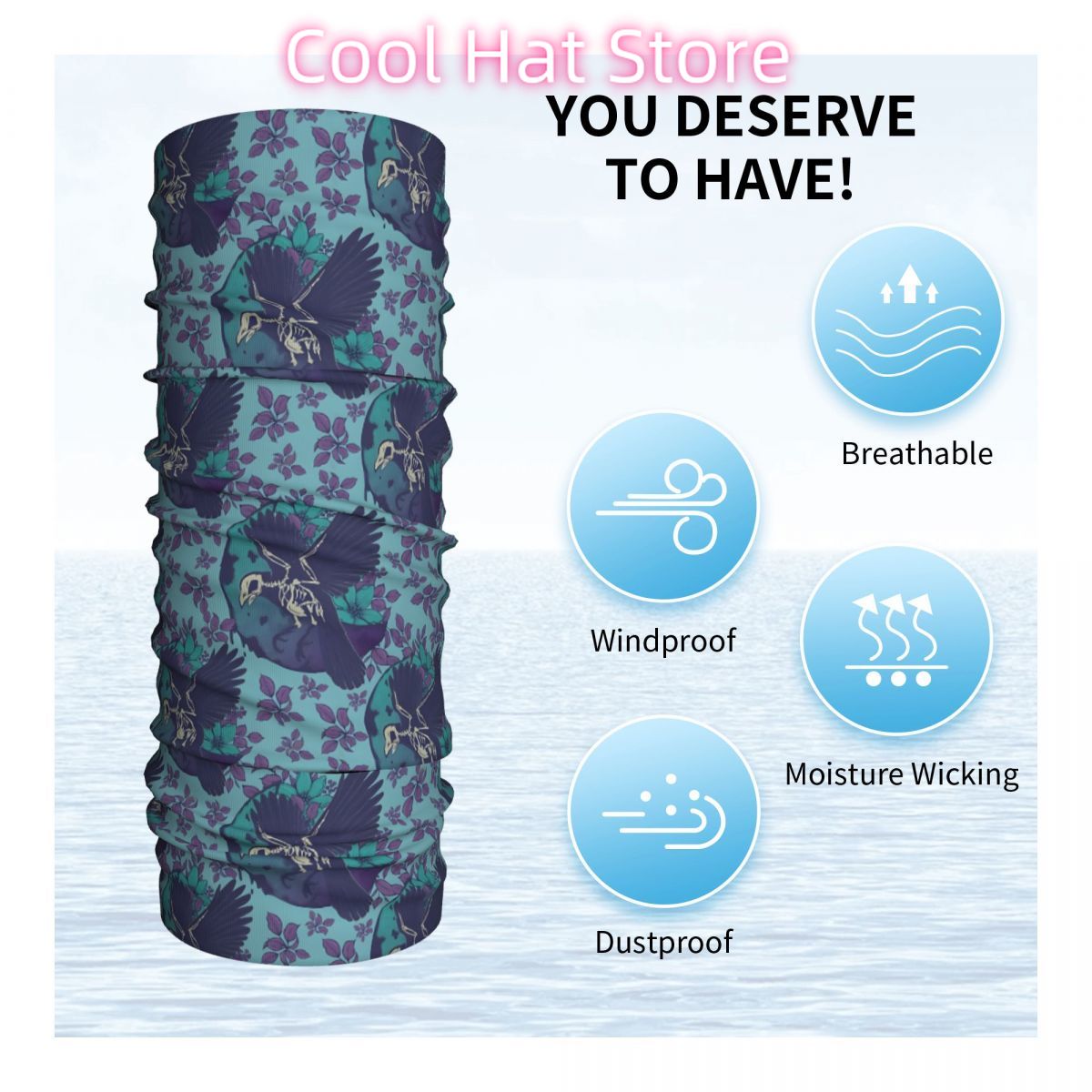 Raven Skeleton And Moon Fascia - Neck Warmer Tube recensione e prezzo