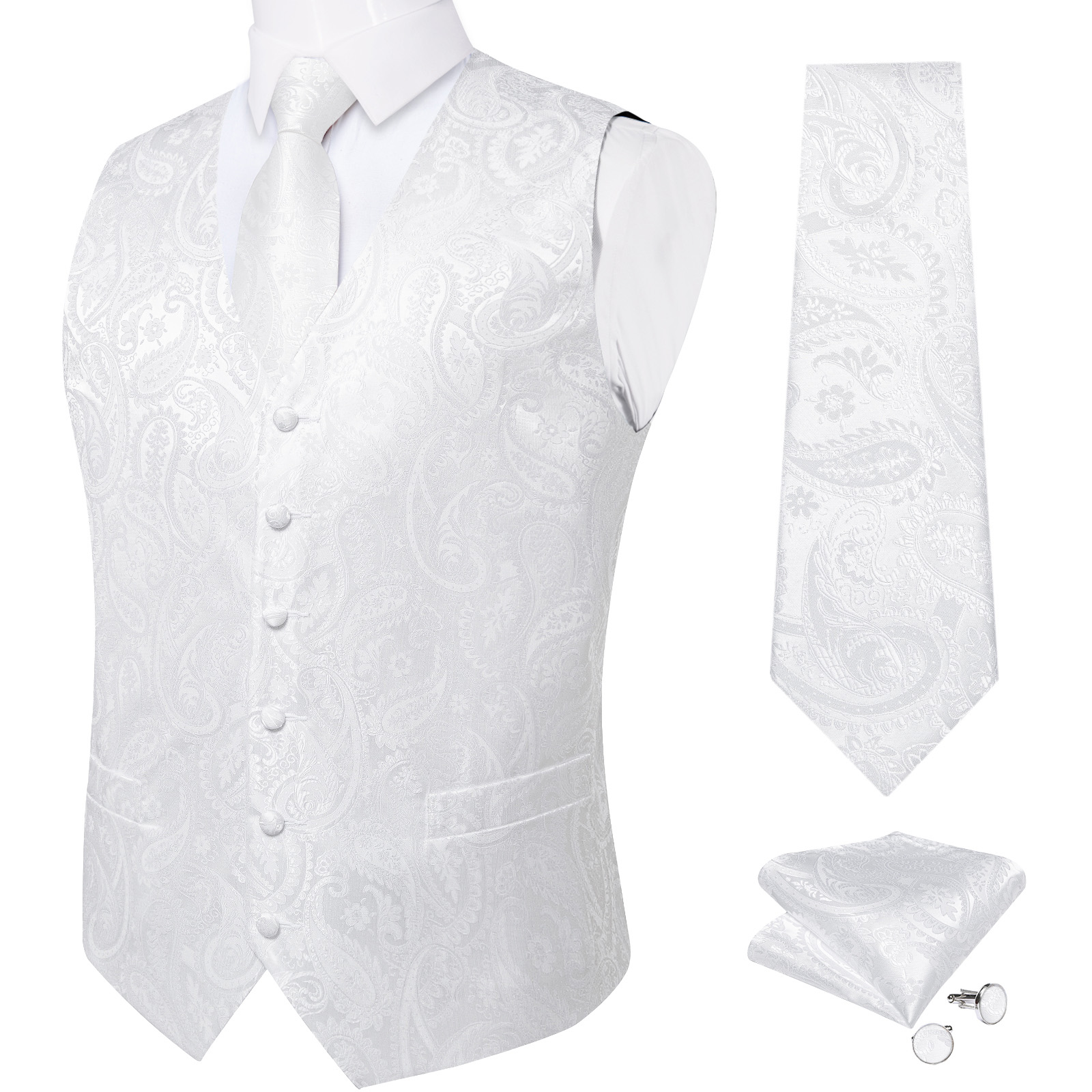 Gilet da sposa bianco puro per - Pocket Square Set recensione e prezzo